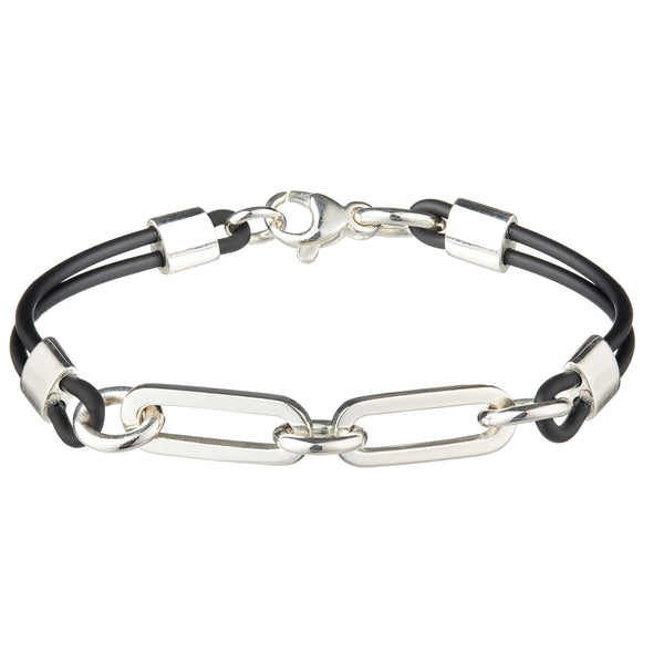 Silver Chain Link Rubber Bracelet
