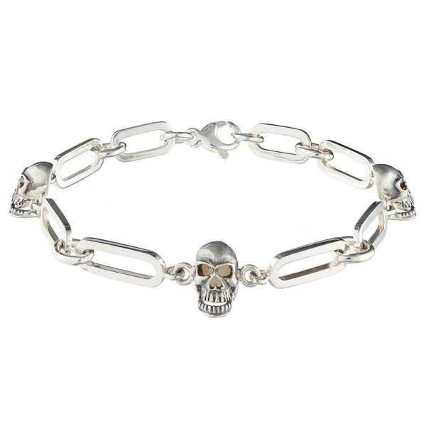 VIRTUE Silver Skull Chain Link Bracelet