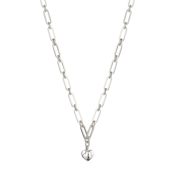 VIRTUE Silver Chain Necklace with Two Heart Pendants