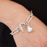 VIRTUE Silver Chain with Ring & Bar and Heart Charm