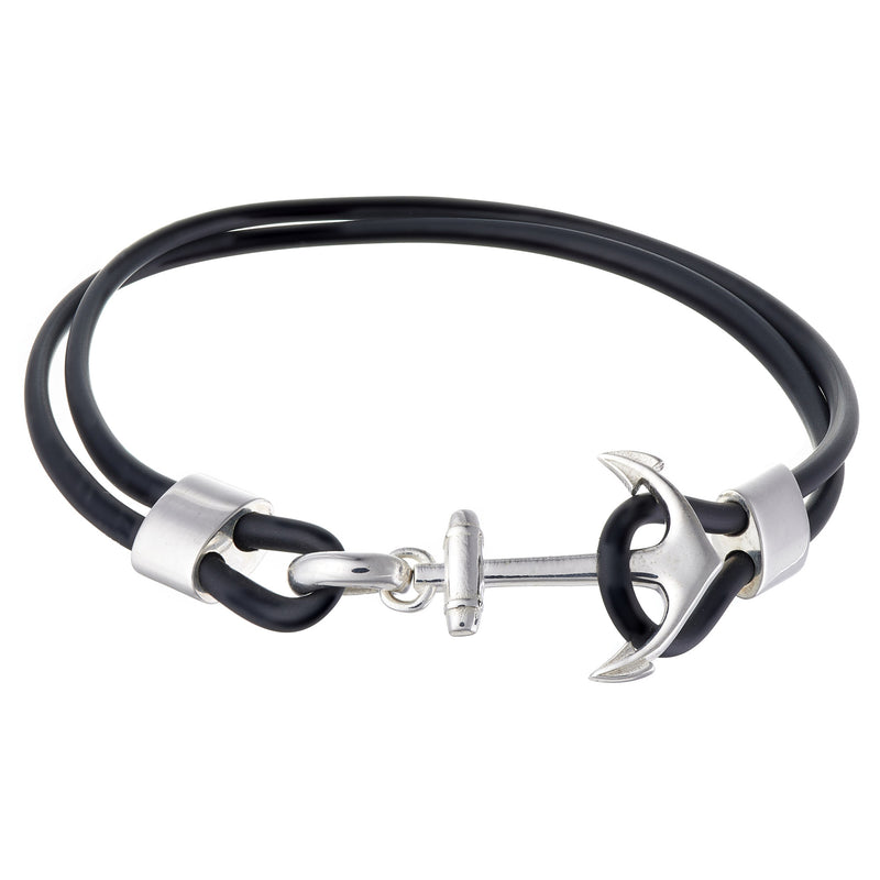 7.5-Inch 3.0mm Black Rubber Bracelet with Sterling Silver Clasp